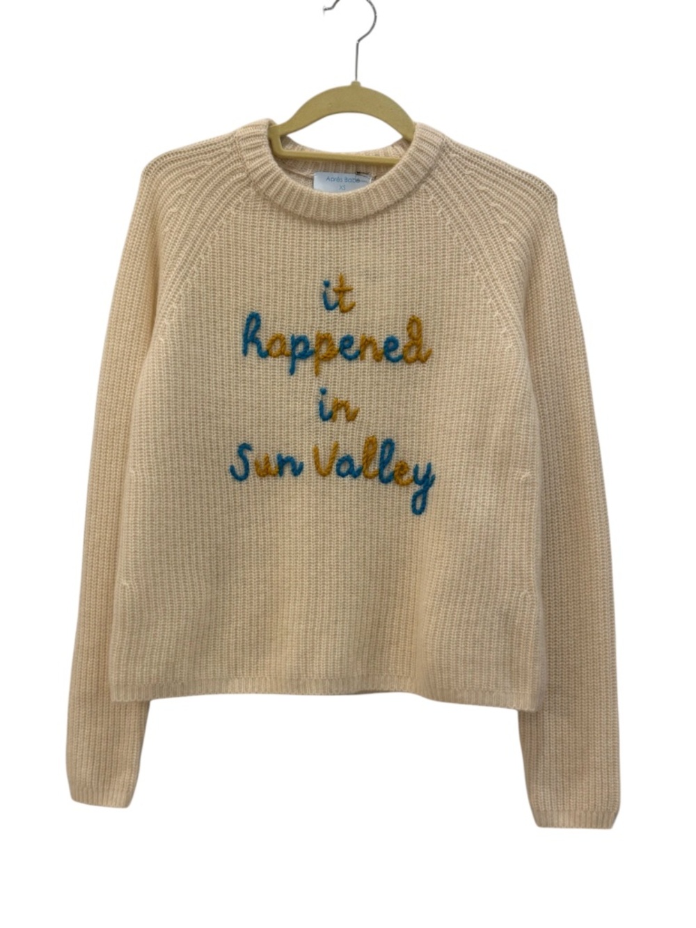 NWT Après Babe Cashmere "it happened in Sun Valley" Sweater in Cream Size XS